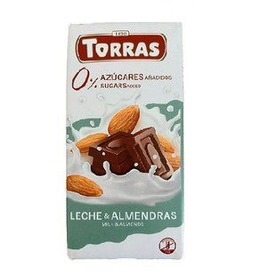 Шоколад Torras молочний з мигдалем без цукру 8410342005632 фото