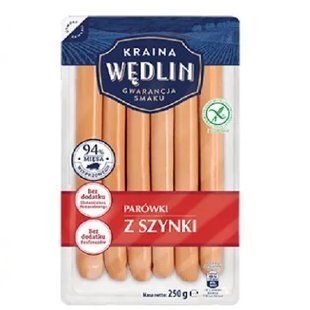 Сосиски з шинки без глютену Wedlin 250г 5908226814751 фото