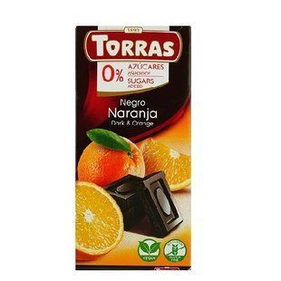 Шоколад Torras чорний з апельсином без цукру 75 г 8410342002013 фото