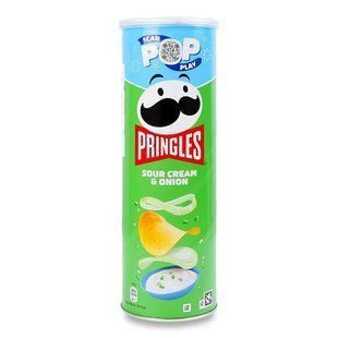 Чіпси "Pringleg" зелена цибулька сир 165г. 5053990101535 фото