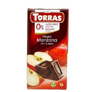 Шоколад Torras чорний без цукру з яблуком 75 г 8410342004543 фото